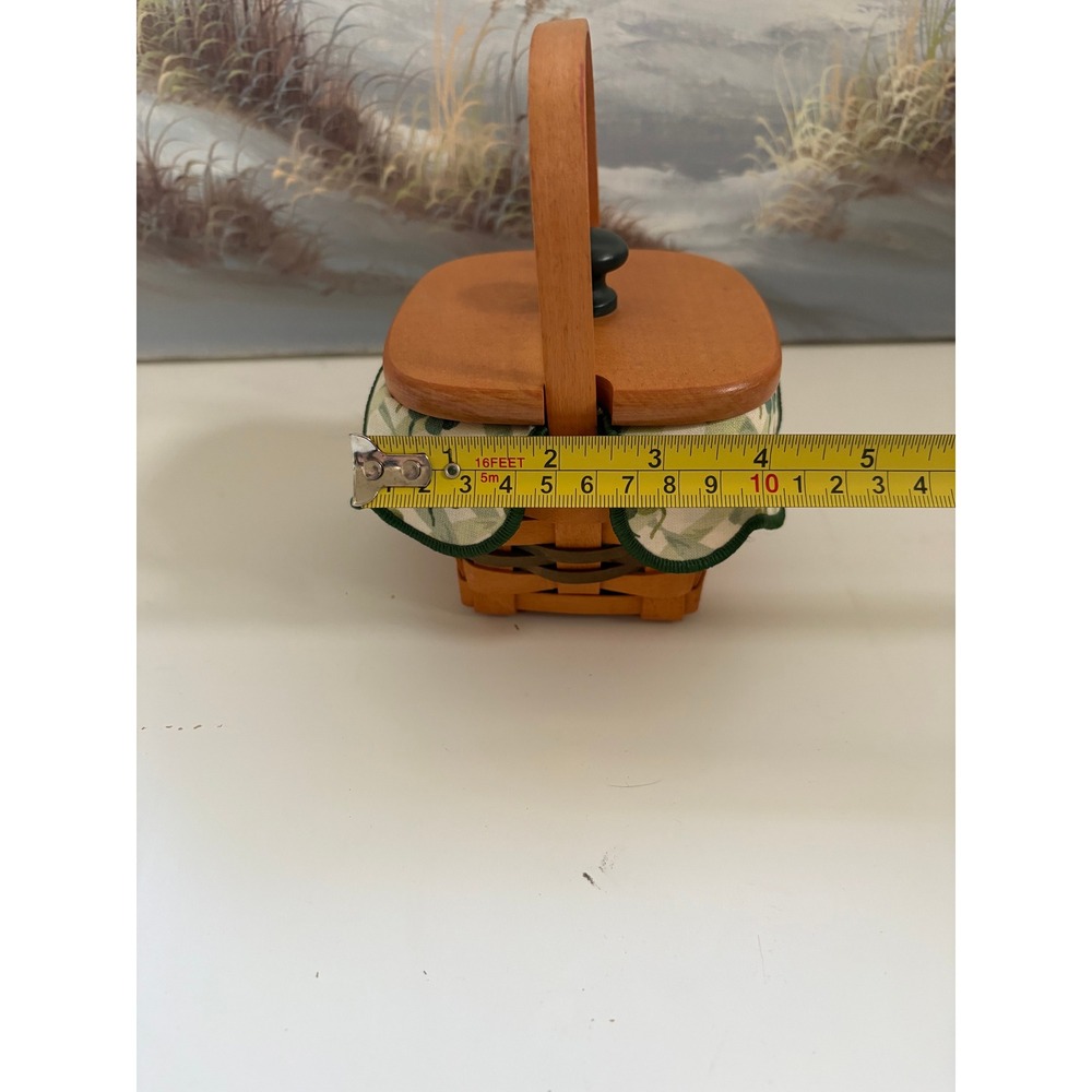 Longaberger 1999 St Patricks Day Basket Shamrock Liner Lid Protector Handwoven - Picture 9 of 9